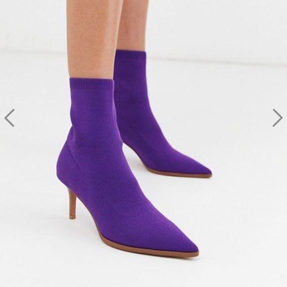 ASOS Shoes - ASOS Recharge kitten heel sock boots in purple